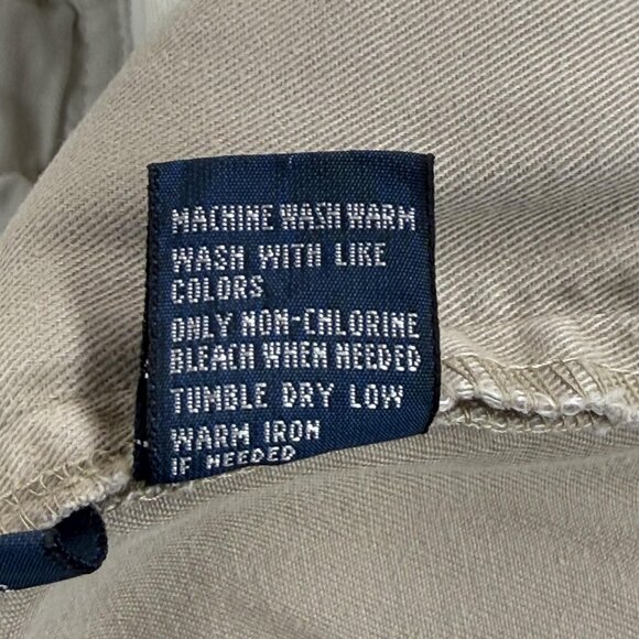 Vintage Polo Ralph Lauren Chino Pants Mens 35x33 Khaki Tan Andrew Pant Pleated - Picture 15 of 16